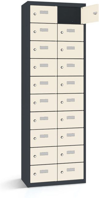 rotstahl Wertfachschrank mit 20 Fächern, Korpus Anthrazitgrau und Front Weiß, B/T/H: 80 x 30 x 180 cm - Bild 1