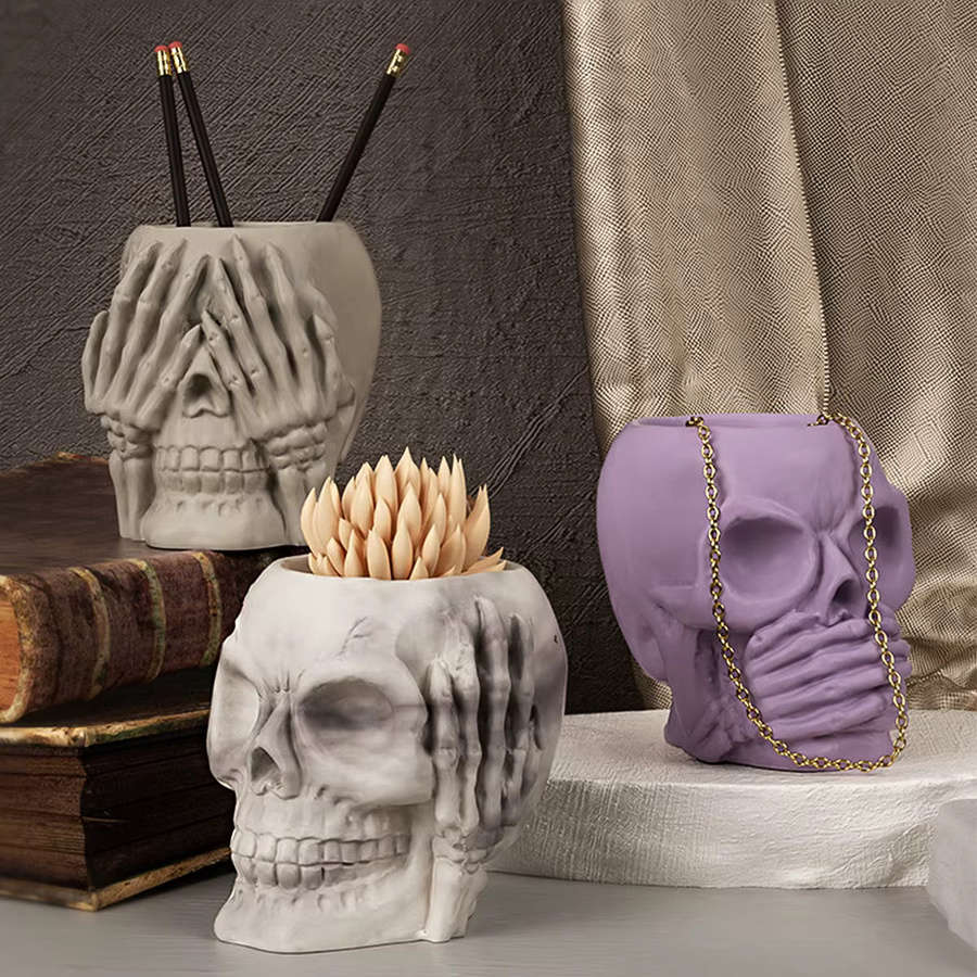 UDOCOOL 3D Schädel Silikonform für DIY Halloween Handwerk und kreative Objekte wie Stifthalter oder Blumentöpfe - Bild 3