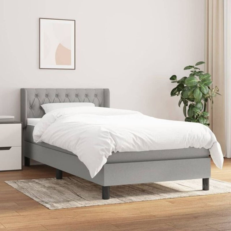 Vidaxl Boxspringbett mit Matratze aus Stoff in Grau und Weiß, B/T/H: 100 x 200 x 78 cm - Bild 1