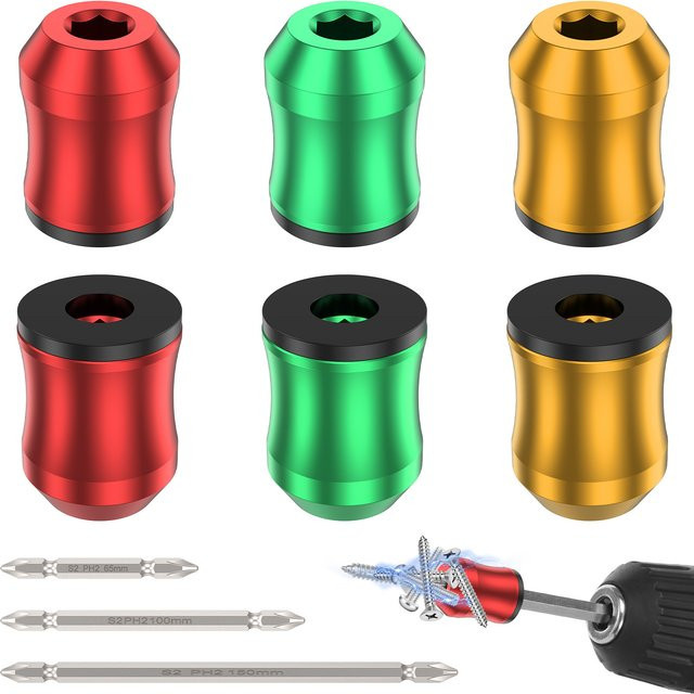 Adifare Set mit 6 magnetischen Schraubenhaltern und 3 Schraubendrehern für 1/4-Zoll-Sechskantschraubendreher - Bild 1