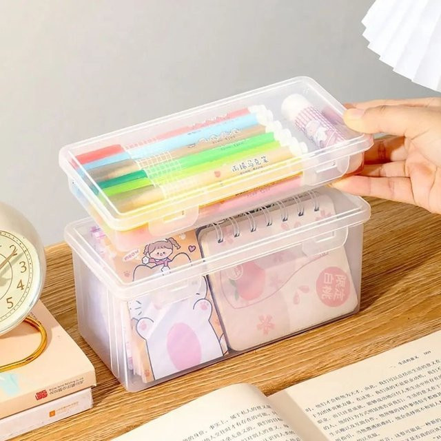 Transparenter Desktop Organizer Sbox aus Kunststoff für Schreibwaren und Briefpapier mit mehreren Fächern - Bild 1
