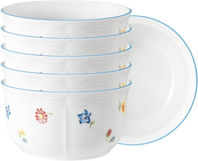 Seltmann Weiden Müslischalen Sonate Nostalgie, 6er Set, Keramik, Weiß, Durchmesser: 15 cm - Bild 1