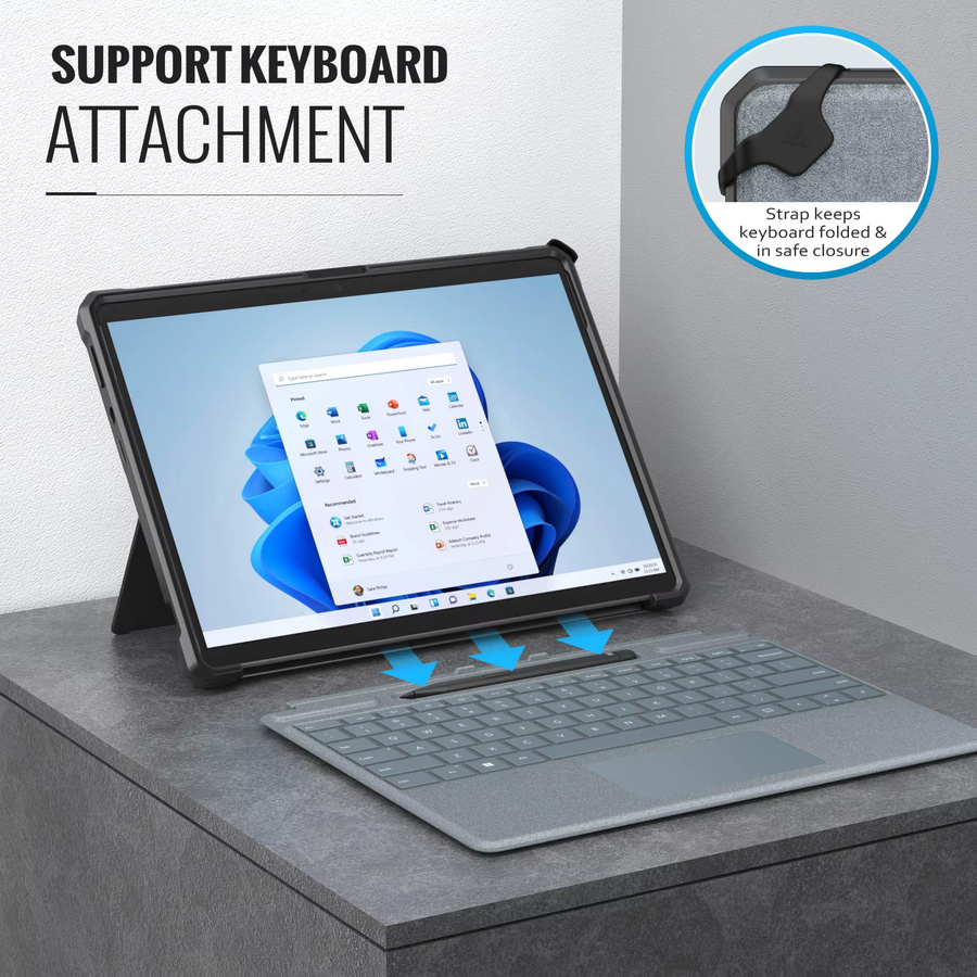 Robuste All-in-One Schutzhülle von dadanism für Surface Go 10 Zoll, Surface Pro 9 8 13 Zoll sowie Surface Pro 7+ Pro 7 Pro 6 Pro 5 Pro 4 in Schwarz - Bild 3