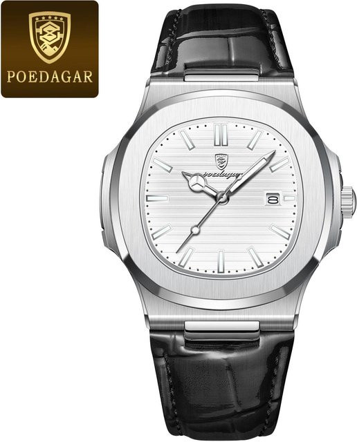 Mai Koo Armbanduhr, Quarz, Messing, Leder, Silber, Herren - Bild 1