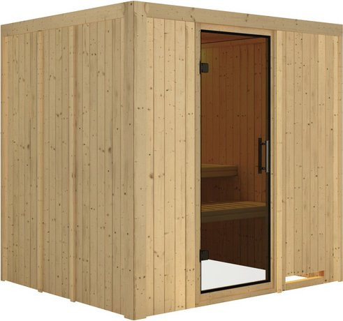 Karibu Sauna Olai für 3 Personen aus Fichte in Beige ohne Ofen B: 198,0 cm, T: 196,0 cm, H: 170,0 cm - Bild 1