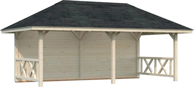 Palmako Holz-Pavillon Bianca Set aus Fichtenholz in Braun, B/H/T: 588 x 319 x 300 cm, transparent tauchgrundiert - Bild 1