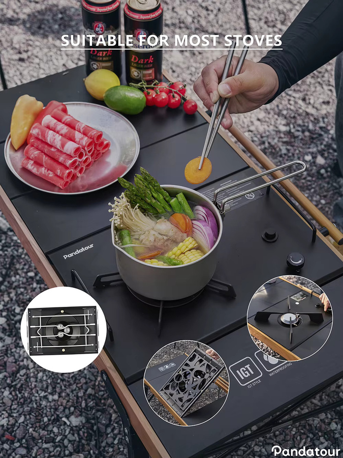 Pandatour IGT Campingtisch aus Aluminium, zusammenklappbarer Picknicktisch in Schwarz - Bild 4