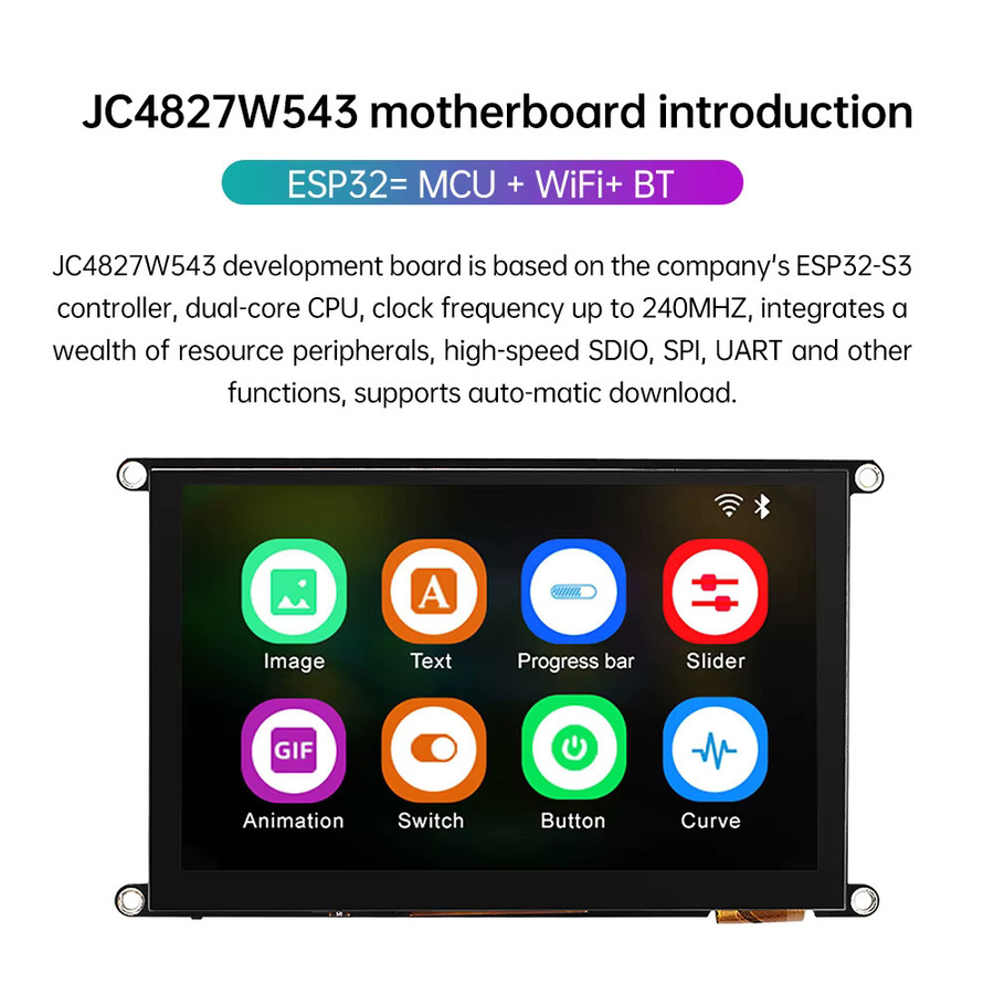 diymore ESP32-S3 Entwicklungsplatine mit 4,3 bis 5 Zoll IPS LCD-Anzeigemodul, kapazitiver Touchscreen, WiFi und Bluetooth, Schwarz - Bild 3