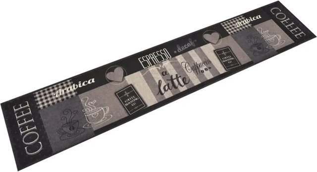 vidaXL Küchenteppich aus Samt in Schwarz und Kaffeebraun, waschbar und rutschfest, B/T: 60 x 300 cm - Bild 1