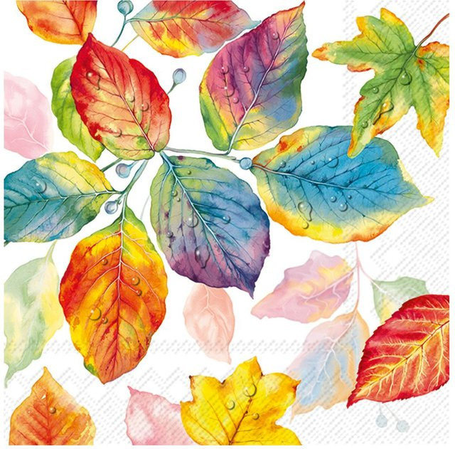 Serviette Colorful Autumn aus Papier, Multicolor, B/T: 33 x 33 cm - Bild 1