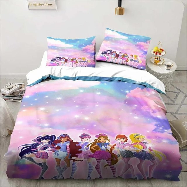 Winx Anime Kawaii Bettwäsche Set aus Mikrofaser, 3-teilig, Mehrfarbig, B/H: 150 x 200 cm - Bild 1