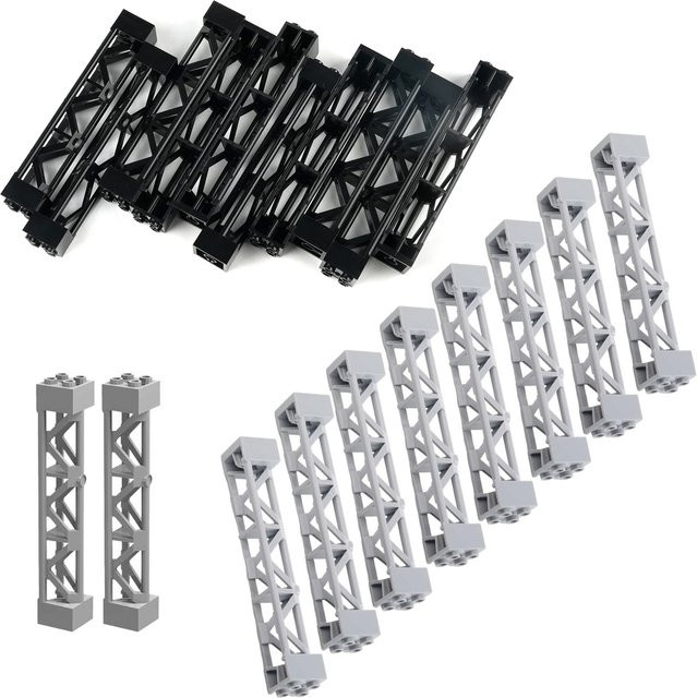 stemedu MOC Schwarz Dreieckige 2x2x10 Spalte Zug Track Stützrahmen, 10-teiliges Set, Zubehör - Bild 1