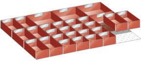 Lista Set Einsatzkästen aus Kunststoff, Rot, B/T/H: 61,2 x 45,9 x 7,5 cm - Bild 1