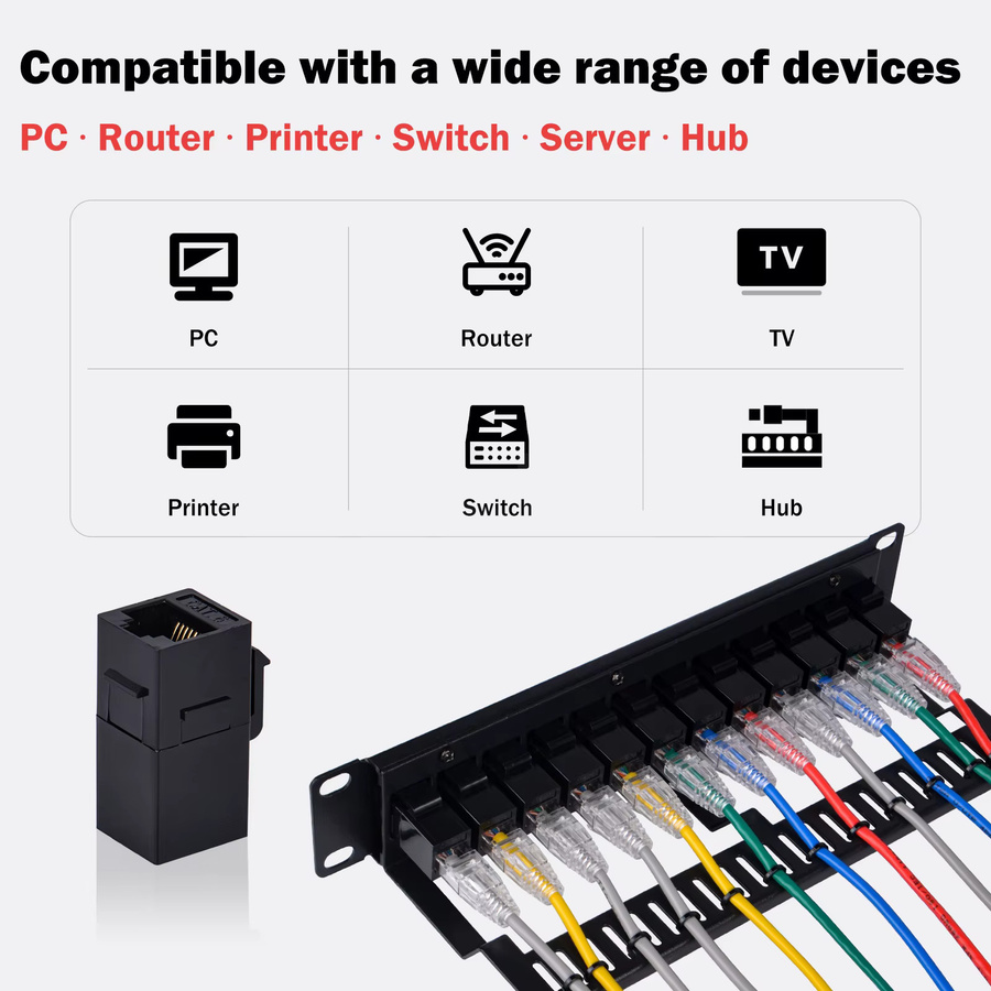 DeskPi Rackmate 12-Port CAT6 Keystone Patchpanel, 10 Zoll 1U Netzwerk-Patchpanel mit Kabelmanagement, Schwarz - Bild 4