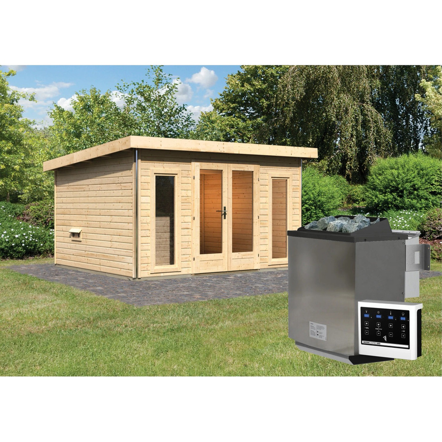 Saunahaus Magnus 2-Set A Naturbel mit 9 kW Bio-Saunaofen und externer Steuerung - Bild 2
