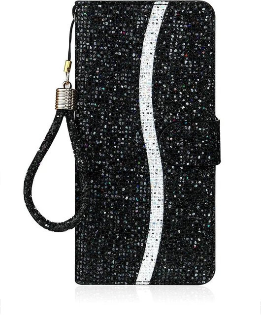 Biencaso Bling Glitzer Geldbörse Handyhülle für Samsung Galaxy A13 4G A14 A15 A22 A24 A32 A33 A34 A35 A53 A54 A55 S24 Klapphülle in Schwarz - Bild 1
