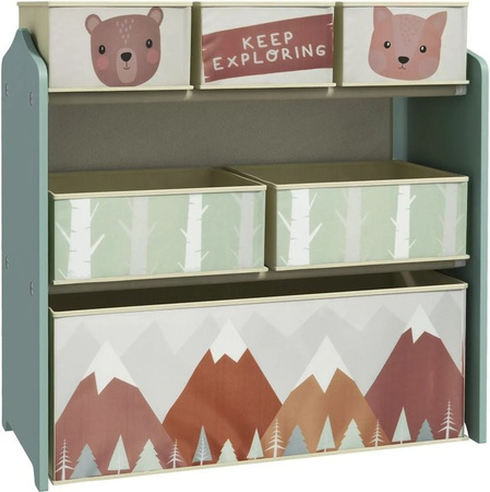 ZONEKIZ Kinderzimmerregal mit 6 herausnehmbaren Vliesstoff-Boxen in Grün, B/T/H: 30 x 63 x 66 cm