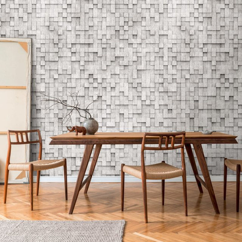 Profhome Fototapete 398431 Heißgeprägte Vliestapete mit Mosaik Muster in Matt Grau Staub-grau, B: 159 cm x H: 280 cm - Bild 1