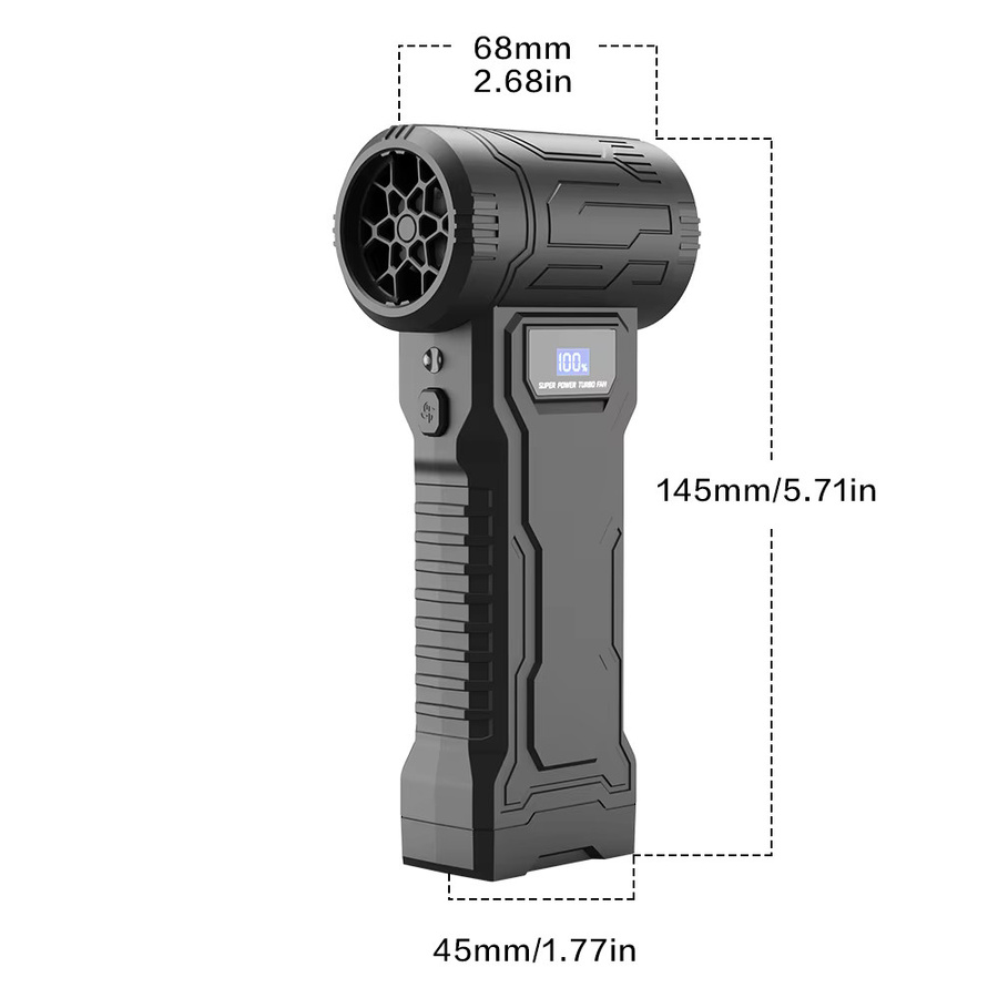 PINTUDY Turbo-Gebläse Jetlüfter mit 110000 U/min und LED-Licht, 4-Gang einstellbar, Schwarz - Bild 2