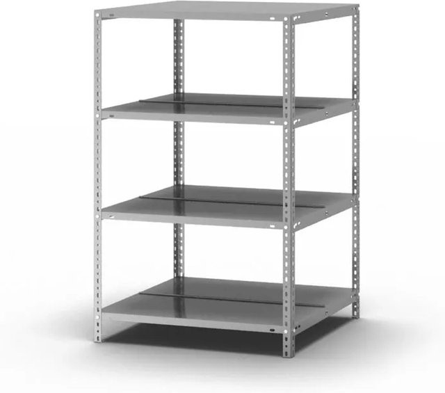 PROREGAL Aktenregal mit Schraubsystem, verzinktes Grundregal in Silber, 4 Ebenen, H x B x T: 115 x 75 x 60 cm - Bild 1