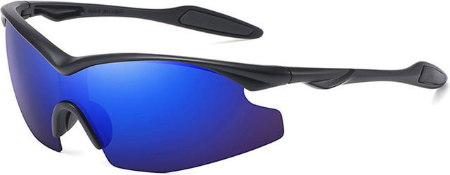 Techsuit 1806 Sportsonnenbrille, Unisex, Vollrand, Rechteckig, Schwarz Blau Lila, Kunststoff - Bild 1