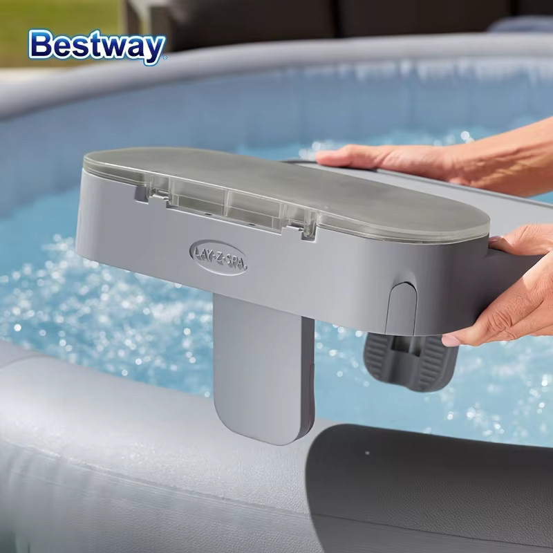 Bestway 60337 Sommer-Schwimmbad-Spa-Tischplatte als tragbarer Getränkehalter in Grau, B/T/H: 33,7 x 30,2 x 18,5 cm - Bild 4