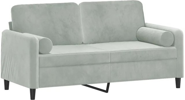 vidaXL 2-Sitzer-Sofa aus Samt mit Zierkissen in Hellgrau - Bild 1