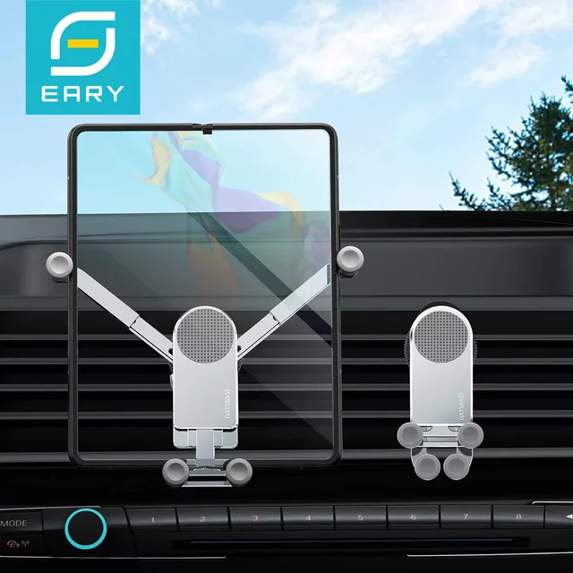 Eary Auto-Handy- und Tablet-Halterung für Lüftungsschlitze in Schwarz mit Schwerkraft-Mechanismus für iPhone, Samsung Galaxy und iPad Mini - Bild 1