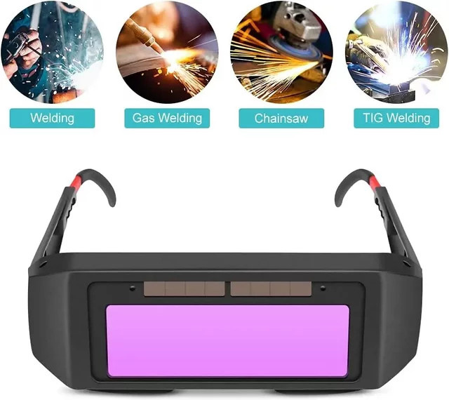 Automatische Schweißbrille mit Solar-Verdunkelung für WIG, MIG und MMA in Schwarz und Violett - Bild 1