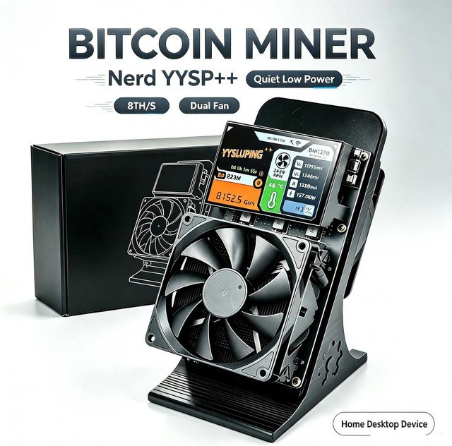 NerdYYSP++ ASIC Bitcoin Miner BM1370 SHA256 Solo-Mining-Maschine in Schwarz mit 8TH/s Hashrate - Bild 1