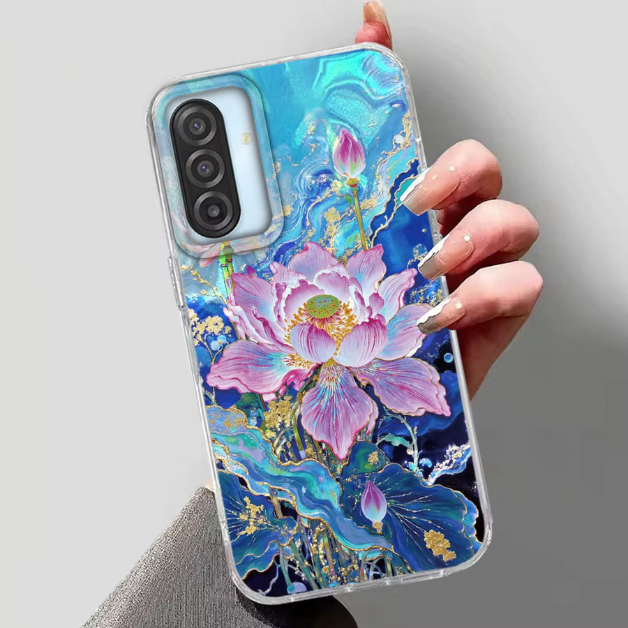 Luxus Handyhülle mit Lotusblumen-Mädchen Design für Samsung Galaxy A-Serie (A17 A57 A56 A55 A16 A07 A26 A54 A15 A13 A36 A25 A35 A14 A34 A12 5G) in Multicolour - Bild 2
