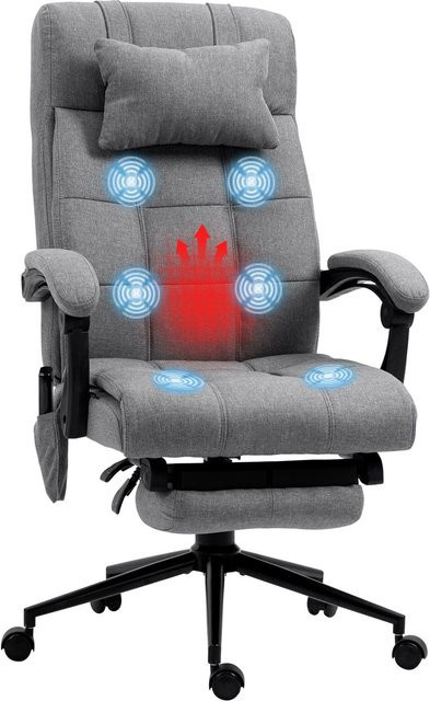 Vinsetto Ergonomischer Bürostuhl in Grau mit Massagefunktion, Lendenheizung und Kopfstütze - Bild 1