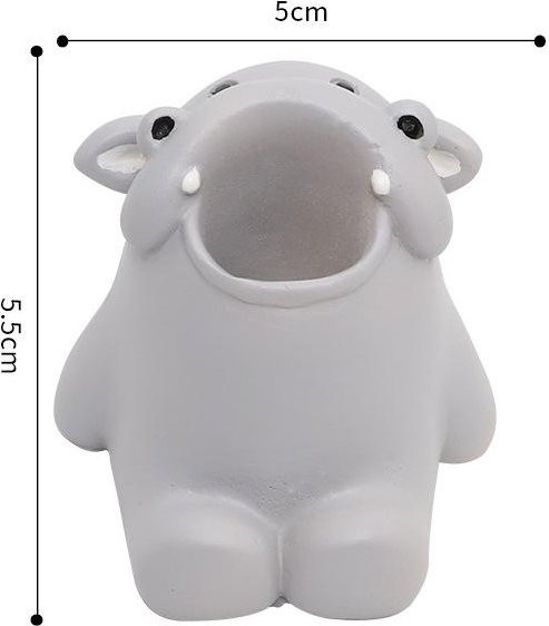 NATAWA Stiftebehälter mit Cartoon-Tieren aus Resin in Grau zur Aufbewahrung von Schreibwaren und Zubehör - Bild 1