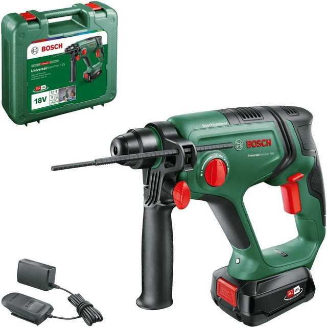 Bosch UniversalHammer Akku-Bohrhammer 18V mit 2,5 Ah Akku und Ladegerät in Grün/Schwarz - Bild 1
