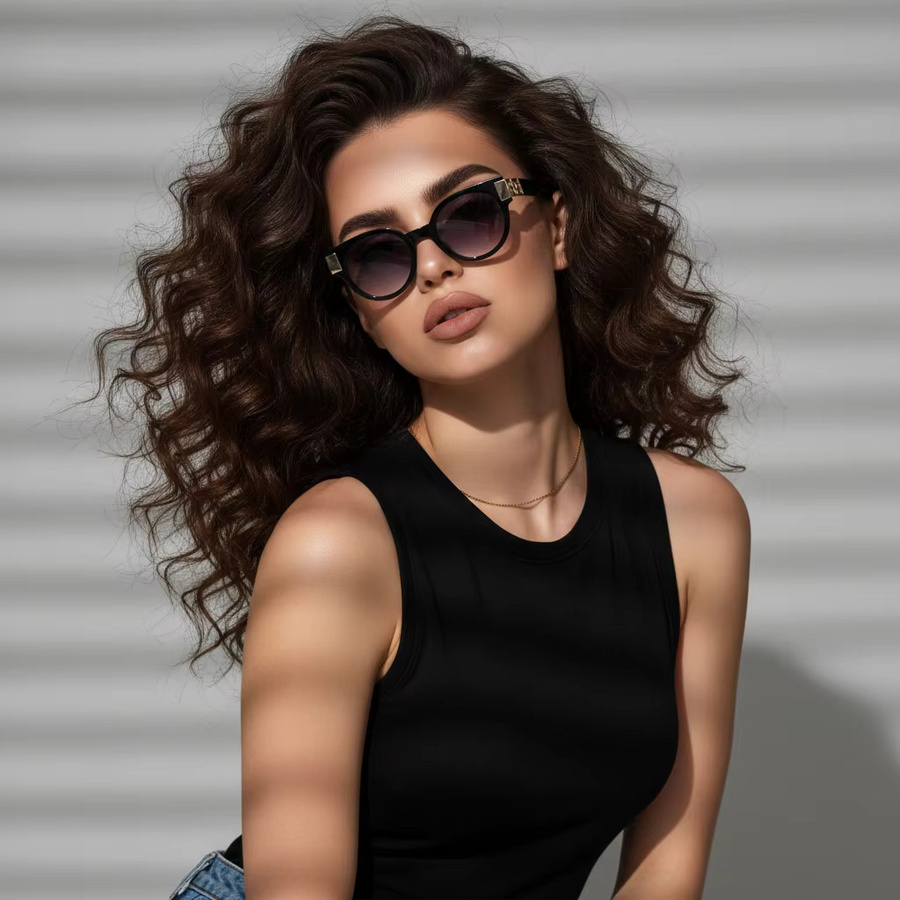 TWOOO Sonnenbrille Cat-Eye, Vollrand, Metall, Damen, gold, black - Bild 2