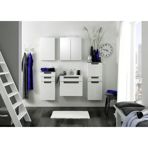 HELD MÖBEL Spiegelschrank Siena, 2-türig mit LED-Beleuchtung und Regalen, Weiss, B/H: 60 x 65 cm - Bild 2
