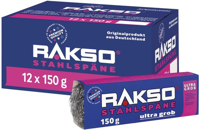 RAKSO Stahlspäne Banderole Sorte Ultra-Grob Silber 12 x 200g - Bild 1