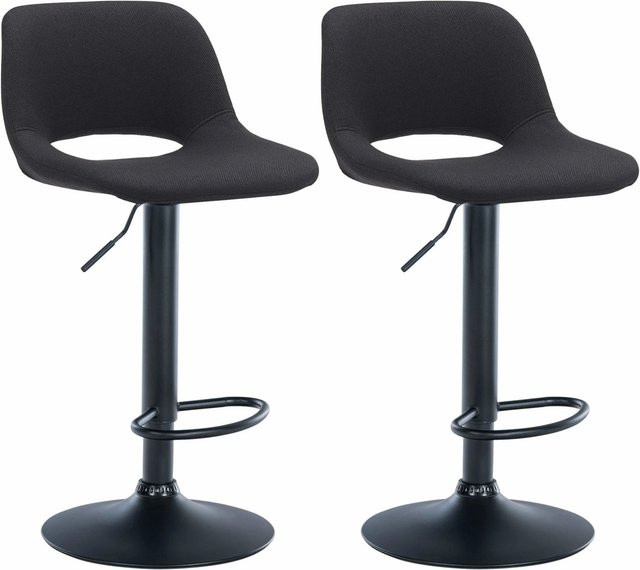 DELUKE Barhocker JAKSON 2er Set Schwarz Stoff mit Lehne und 360 Grad Drehsitz - Bild 1
