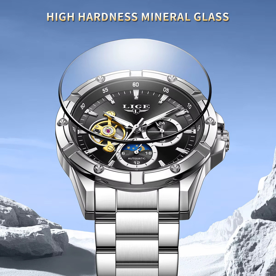 LIGE Armbanduhr, Automatik, Gold, Edelstahl, Herren - Bild 2