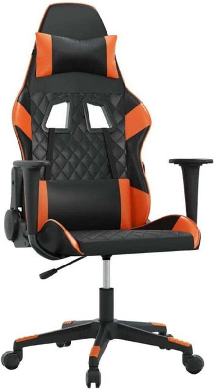 vidaxl Gamingstuhl mit Massagefunktion in Schwarz und Orange aus Kunstleder - Bild 1