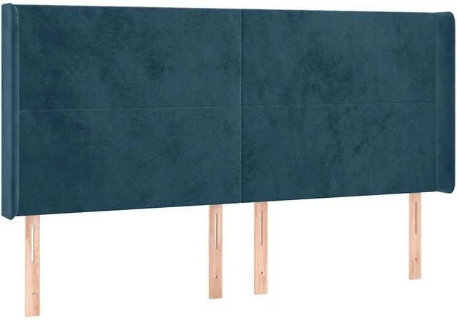 vidaXL Kopfteil mit Ohren in Dunkelblau aus Samt, B: 163 cm, H: 118 cm, T: 16 cm - Bild 1