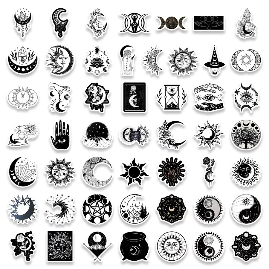 Wasserdichte Gothic Mond Aufkleber in Schwarz für Laptop, Telefon und Gepäck - Bild 3