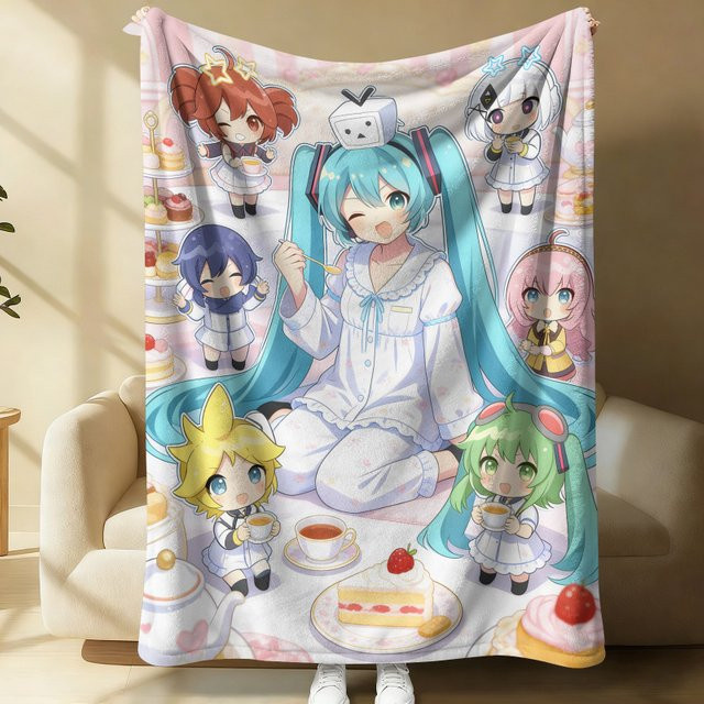 Hatsune Miku Flanell-Fleeceblanke in Multicolour für Anime-Fans - Bild 1
