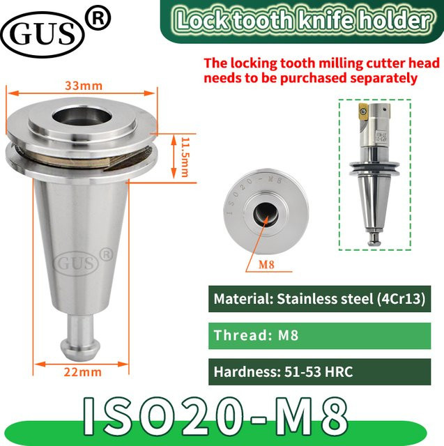 GUS Präzisions-Spannzangenhalter ISO20 ISO25 für M8 M10 M12 Fräser in Silber - Bild 1