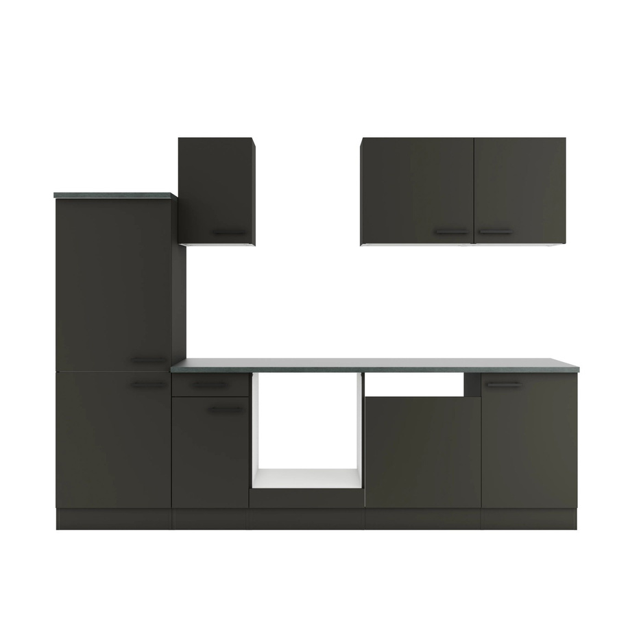 OPTIFIT Madrid420 Küchenzeile in Anthrazit mit modernem Design und melaminbeschichteten Qualitätsspanplatten, Breite: 270 cm - Bild 2