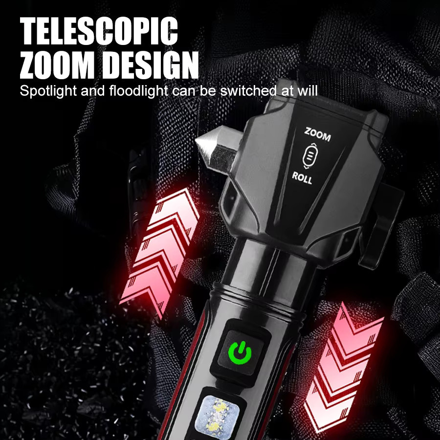 XIWANGFIRE Zoombare Taschenlampe mit 200 m Strahl, 5 Modi, Typ-C wiederaufladbar und IPX4 wasserdicht - Bild 2