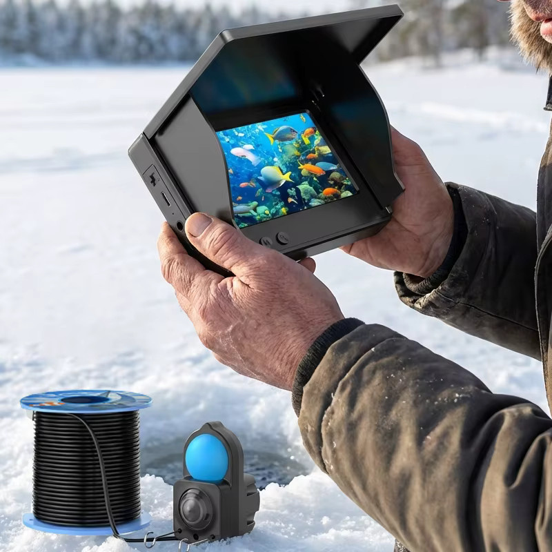 Tragbare Unterwasser-Angelkamera mit 4,3-Zoll-HD-Monitor und Nachtsichtfunktion in Schwarz für See-, Boot- und Eisfischen - Bild 3