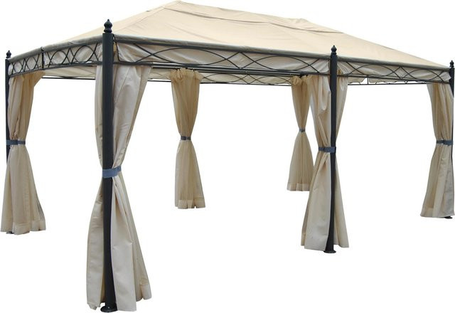 MCW Pergola Calpe Garten Pavillon Creme mit Seitenwand und Moskitonetz B/T: 500 x 300 cm - Bild 2