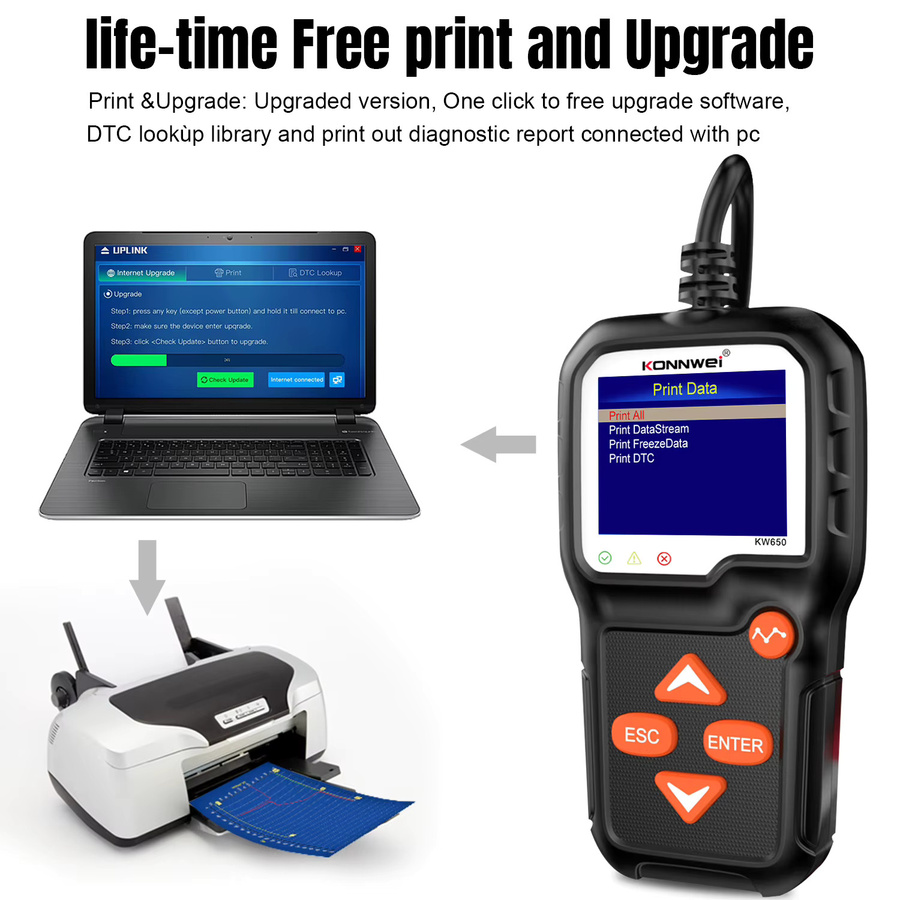 KONNWEI KW650 Batterietester für Auto und Motorrad, 6V 12V Batterieanalysator mit 100 bis 2000 CCA, Schwarz - Bild 6