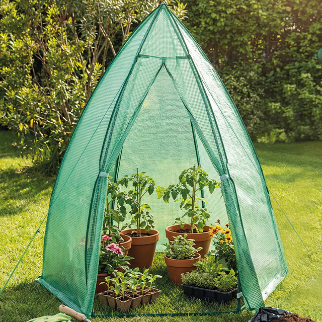 Powertec Garden Folien-Gewächshaus mit Belüftungsfenster und Befestigungs- sowie Windhaken, B: 90 cm, T: 100 cm - Bild 1